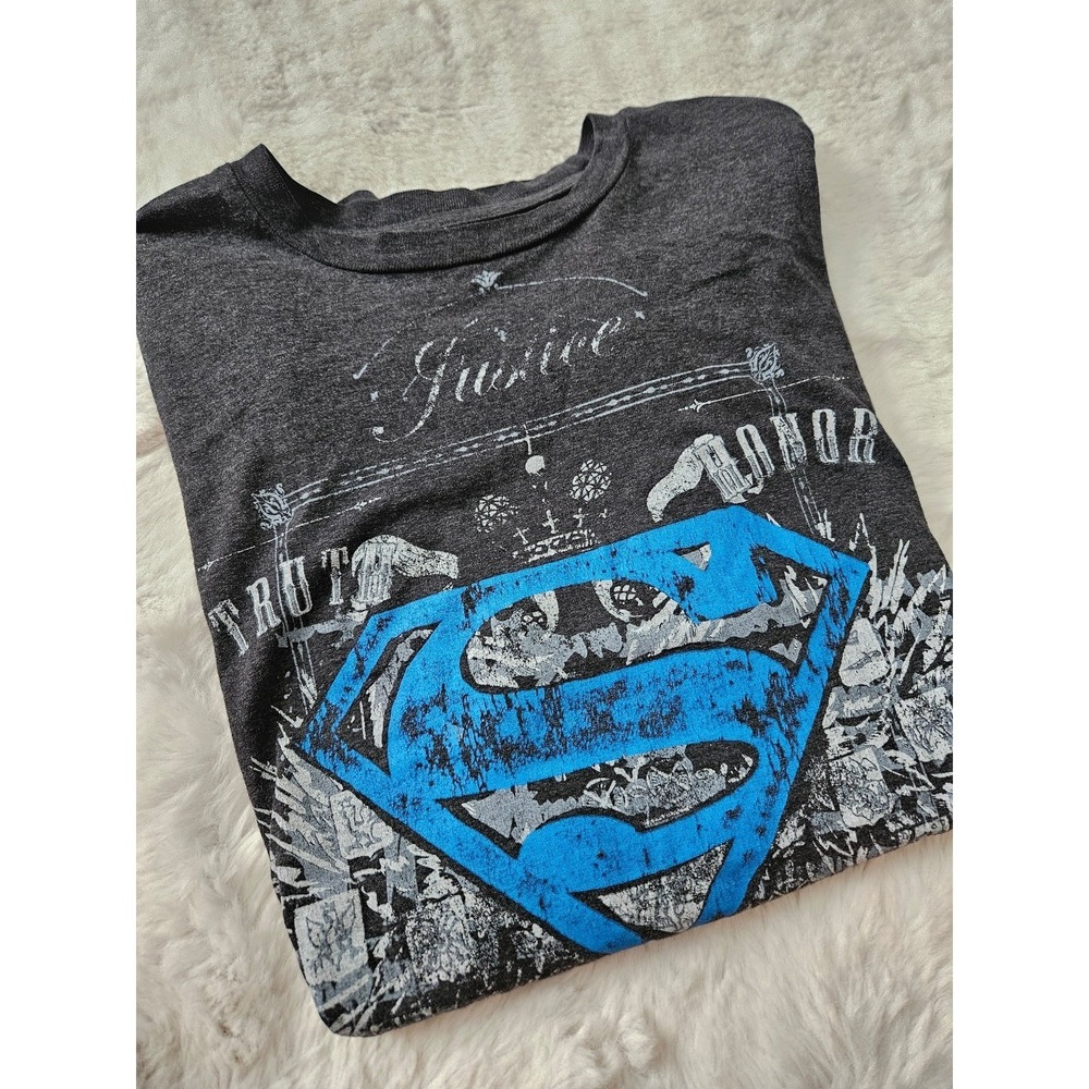 Vintage DC Comics Superman Long Sleeve Shirt Layered Look Thermal Graphic Tee XL